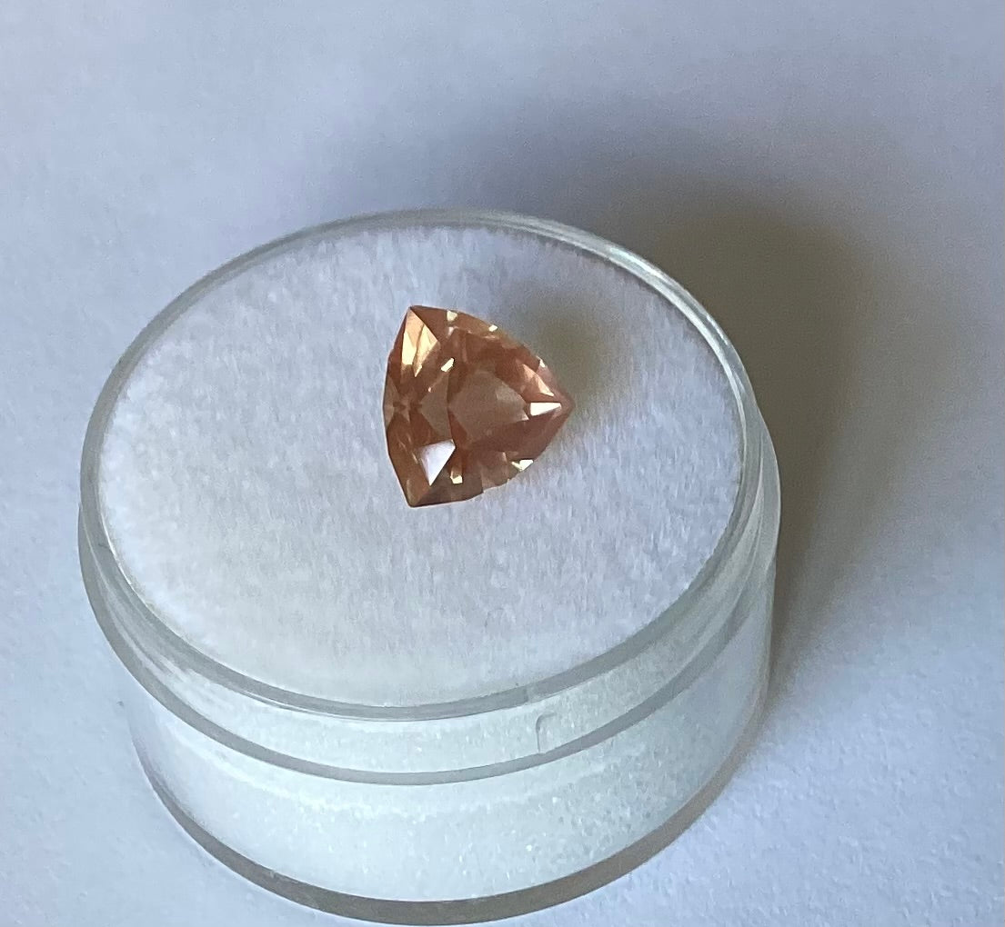 Oregon Sunstone, Padparadscha Schiller Trillion Cut, 1.93 cts.