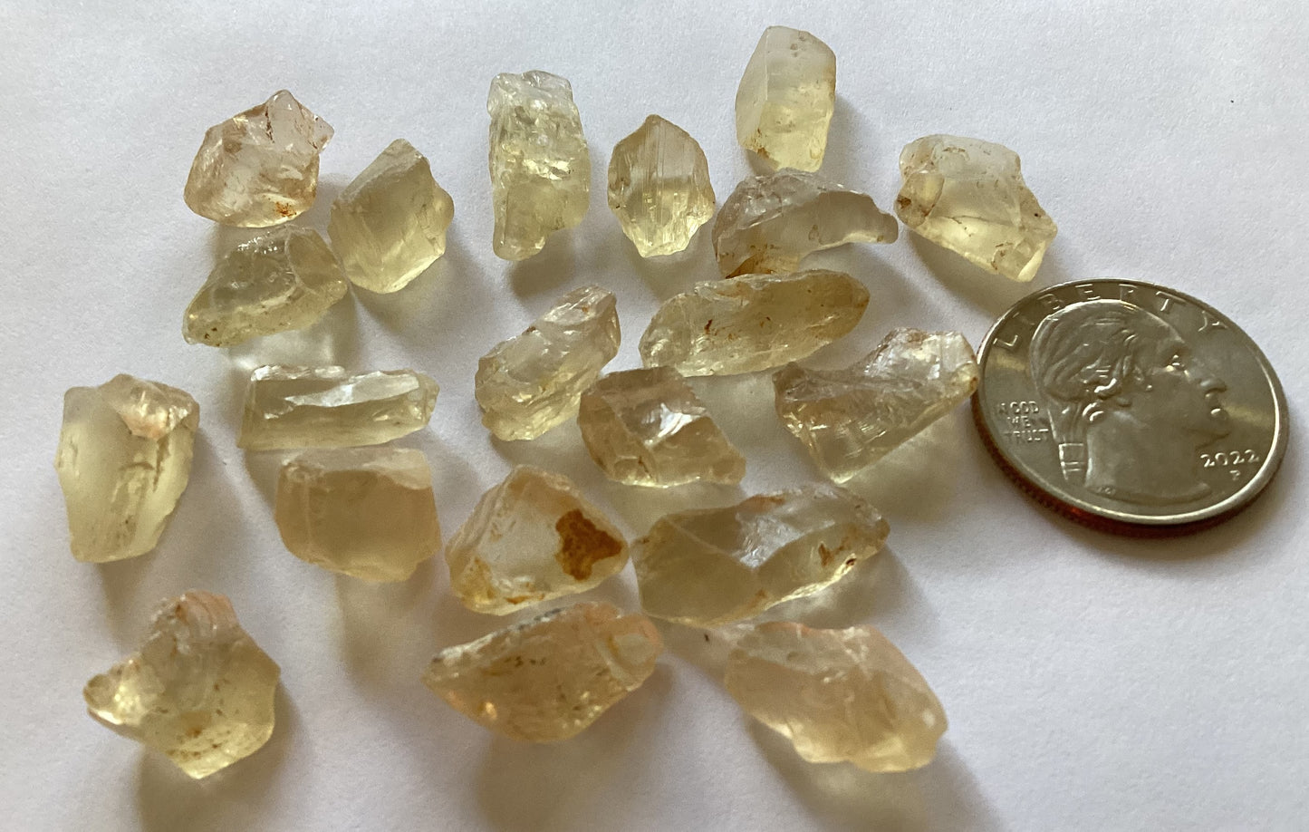Oregon Sunstone, Facet Grade Rough Parcels - Clear, 5-10 cts. 122.42 cts.
