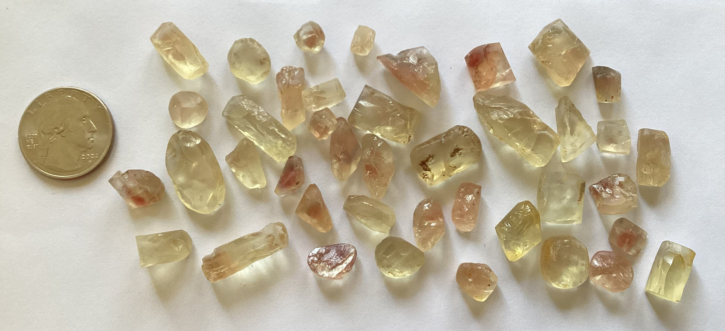 Oregon Sunstone, Cab Grade Rough Parcels - Color, Schiller, Clear, 250 cts.