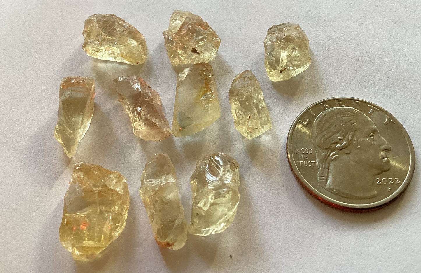 Oregon Sunstone, Facet Grade Rough Parcels - Clear, 5-10 cts. 57.70 cts.