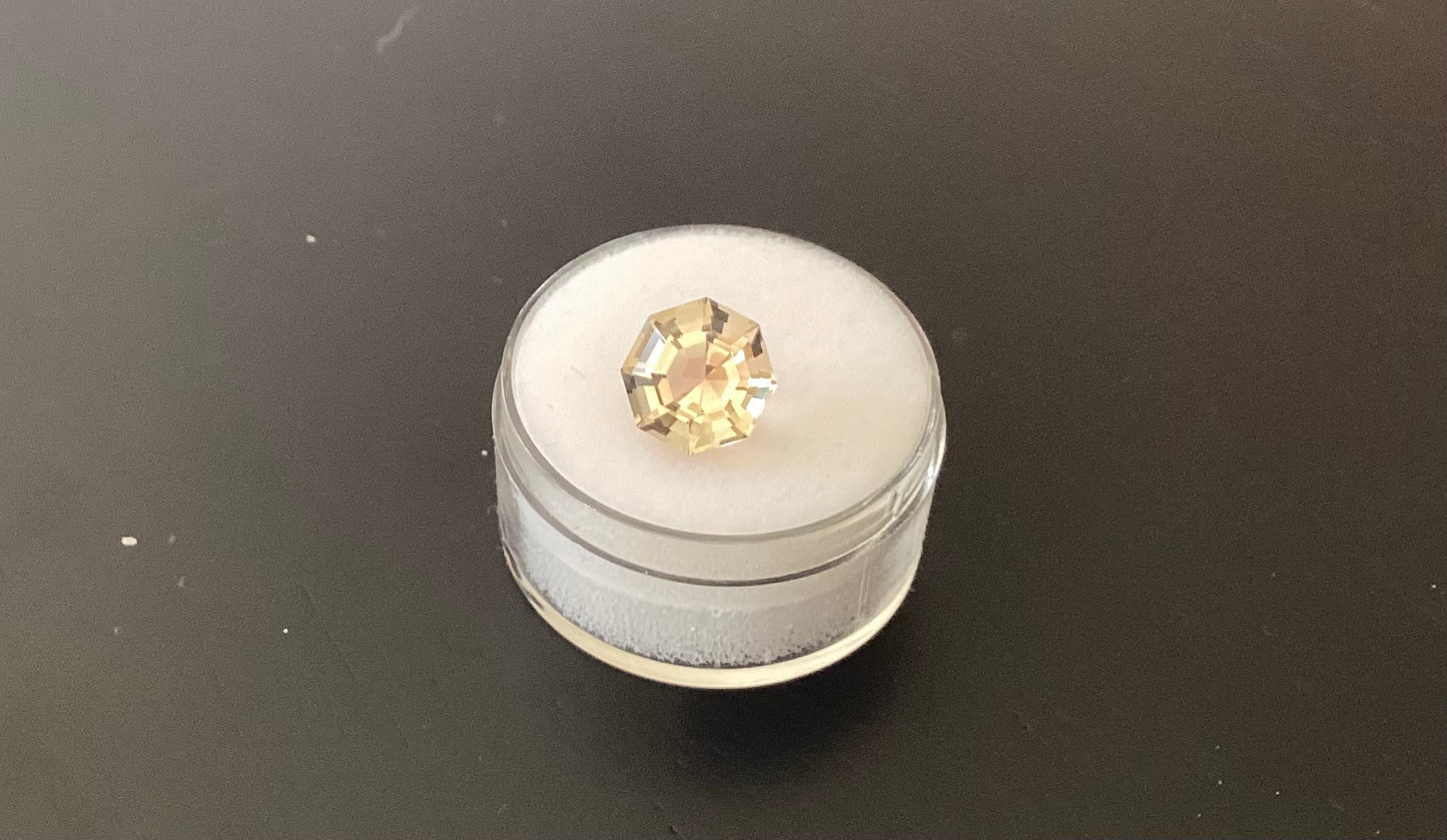 Oregon Sunstone, Golden Pink Octagon Stepped Cut, 3.02 cts