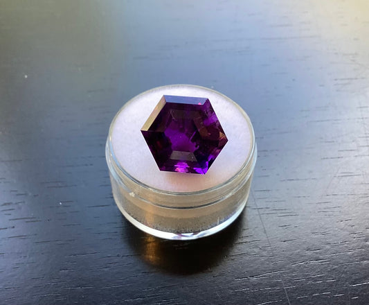 Amethyst, Dark Purple Hexagon Step Cut, 11.31 cts.