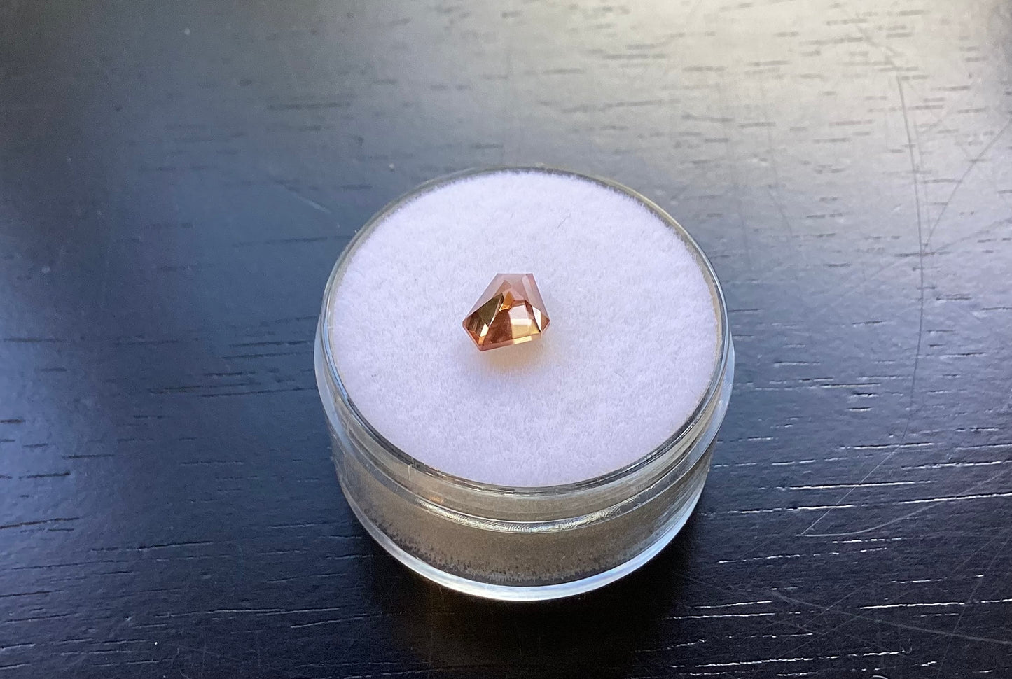 Ziron, Peach Triangle Step Cut, 1.21 cts.