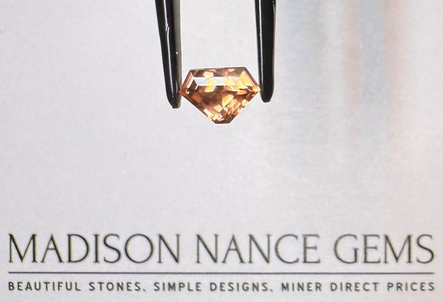 Ziron, Peach Triangle Step Cut, 1.21 cts.