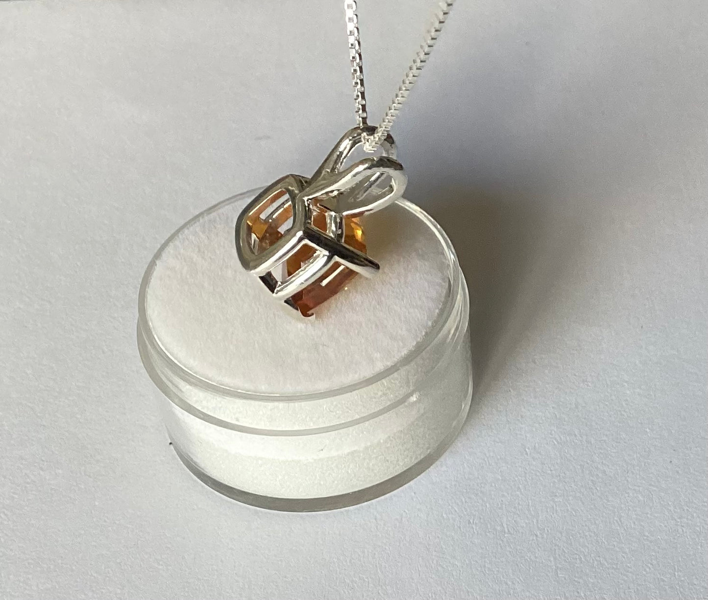 Pendant, Fanta Orange Citrine, Square Cut in Sterling Silver, 3.24 cts.