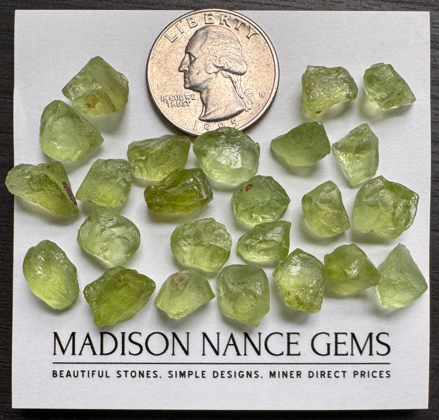 Peridot, Facet Grade Rough, 121.74 cts.
