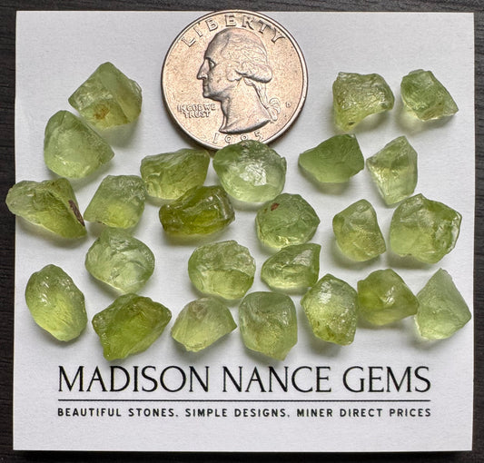 Peridot, Facet Grade Rough, 121.74 cts.