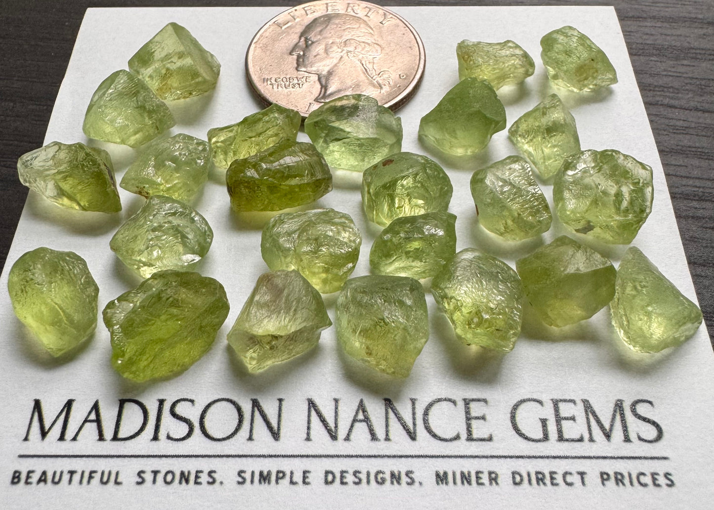 Peridot, Facet Grade Rough, 121.74 cts.