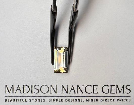 Oregon Sunstone, Teal Dichroic Baguette Cut, 3.03 cts