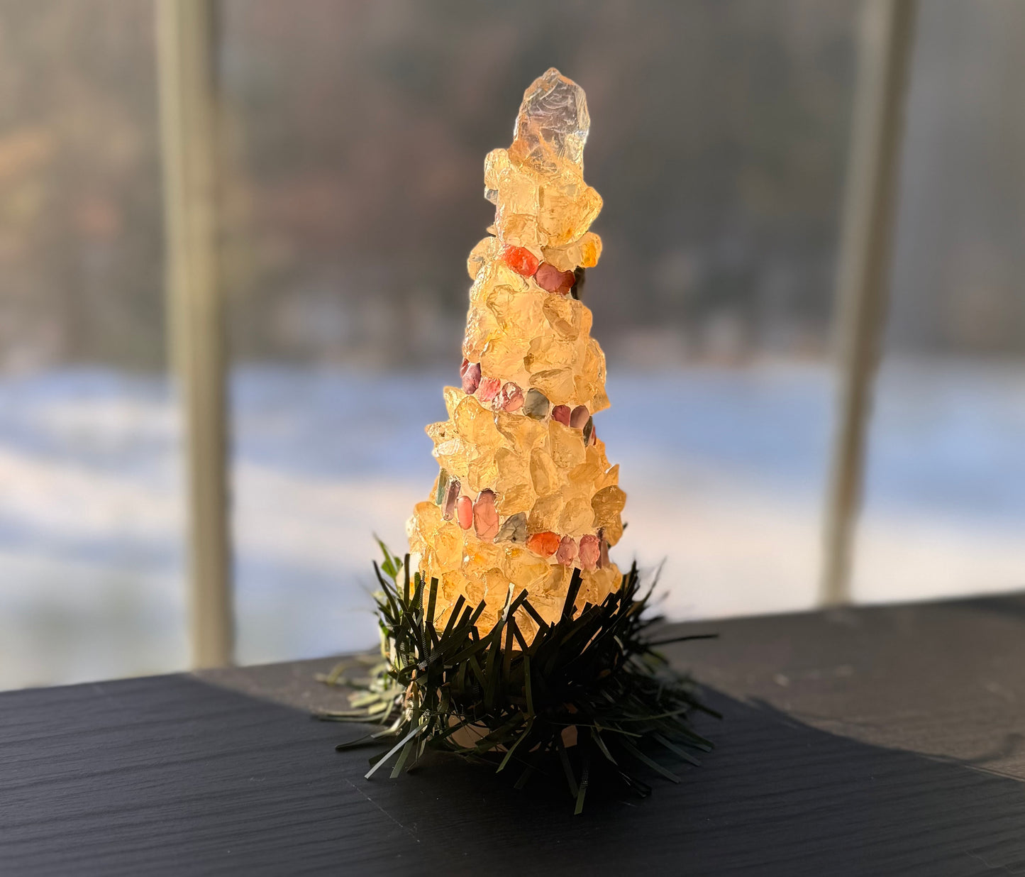 Gemstone Tree Light Decoration, Spinel and Sunstone