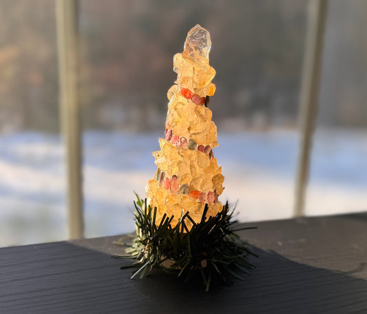 Gemstone Tree Light Decoration, Spinel and Sunstone