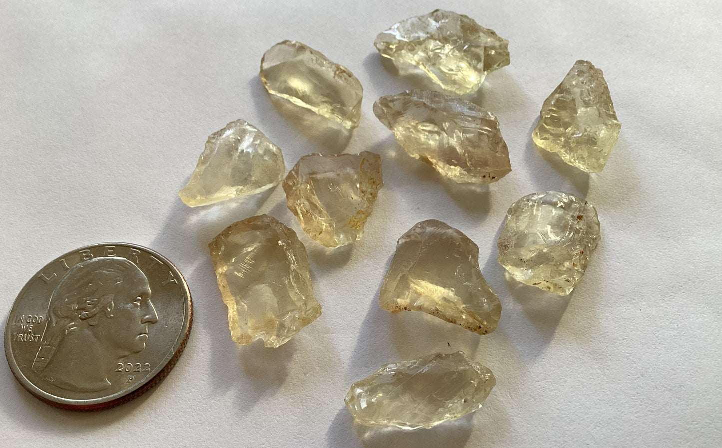 Oregon Sunstone, Facet Grade Rough Parcels - Clear Flats, 5-10 cts. 75.00 cts.