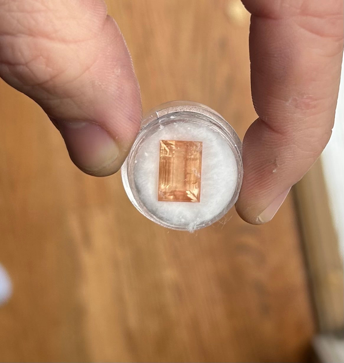 Oregon Sunstone, Orange Peach Rectangle Cut, 4.83 cts.