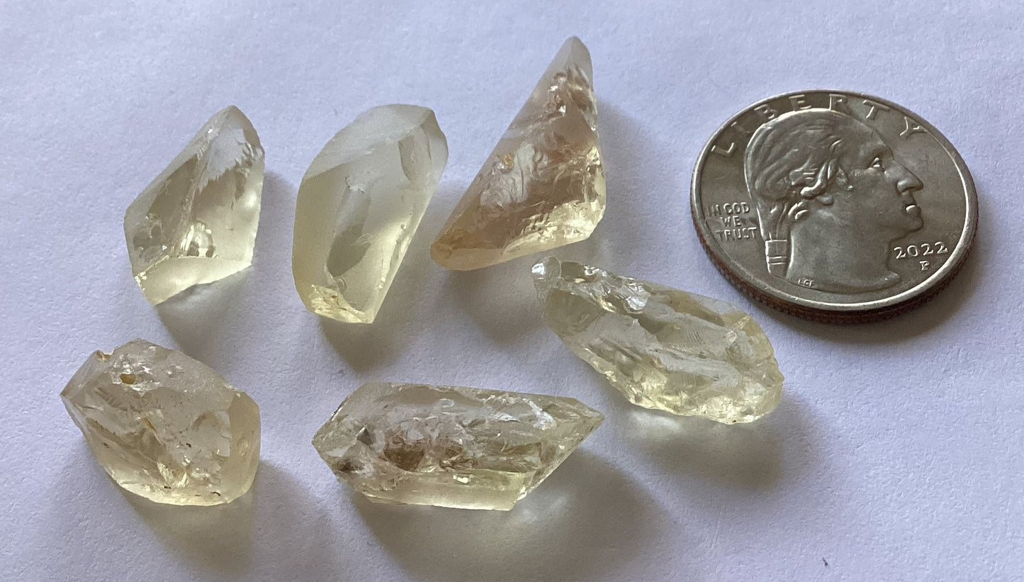 Oregon Sunstone, Facet Grade Rough Parcels - Clear, 10+ cts. 58.03 cts.