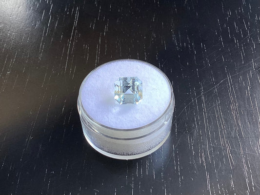 Aquamarine, Light Blue Square Stepped Cut, 3.02 cts.