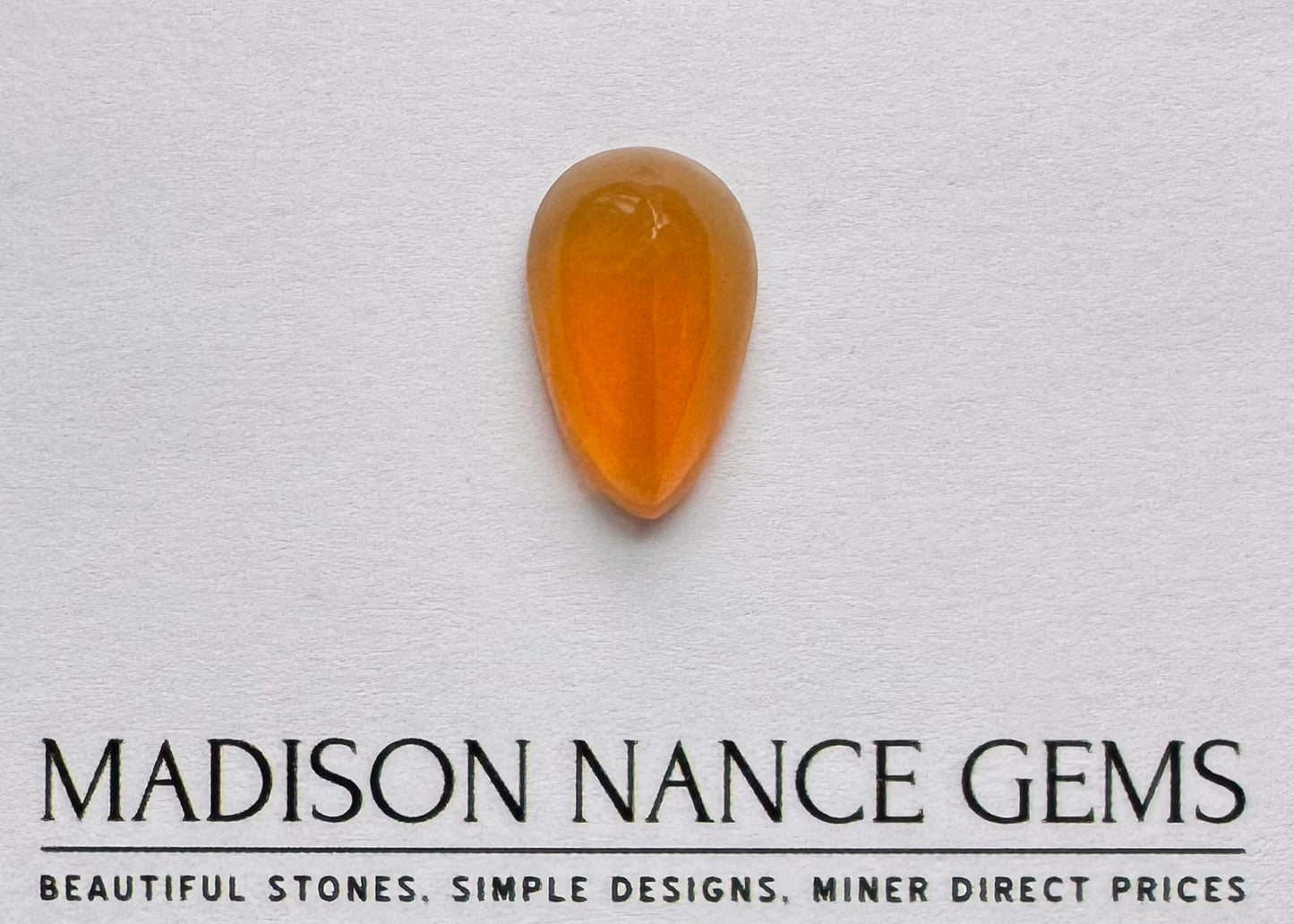 Southern Oregon Fire Opal, Orange Teardrop Sugarloaf, 8.50 cts.