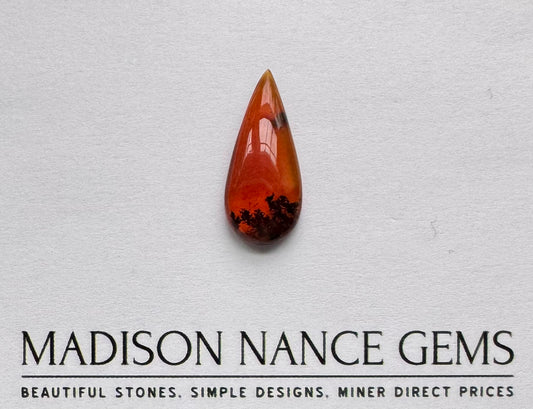 Southern Oregon Fire Opal, Red and Orange Cabochon with Dendrites, 4.83 cts.