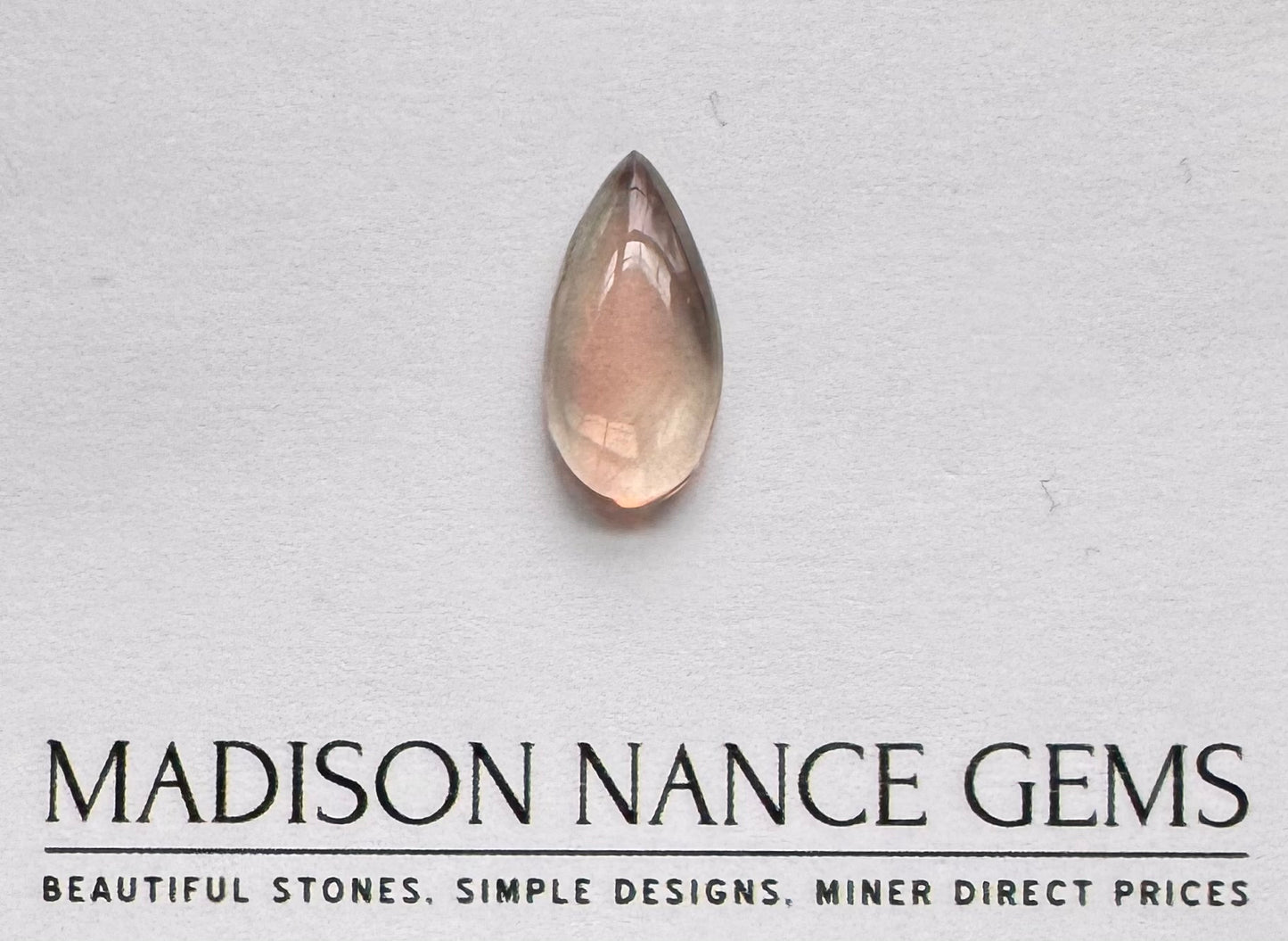 Oregon Sunstone, Cabochon Pink and Teal Teardrop, 6.11 cts.