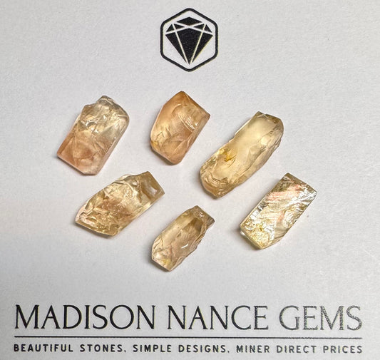 Oregon Sunstone, Facet Grade Preforms, Schiller 30.33cts.
